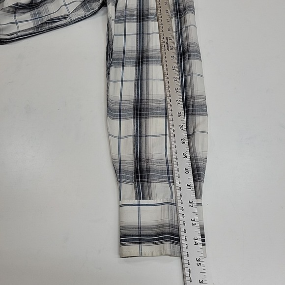 Coastal Mens White Plaid Pearl Snap Western Shirt Sz 2XL Cotton Long Sleeve - Picture 7 of 9